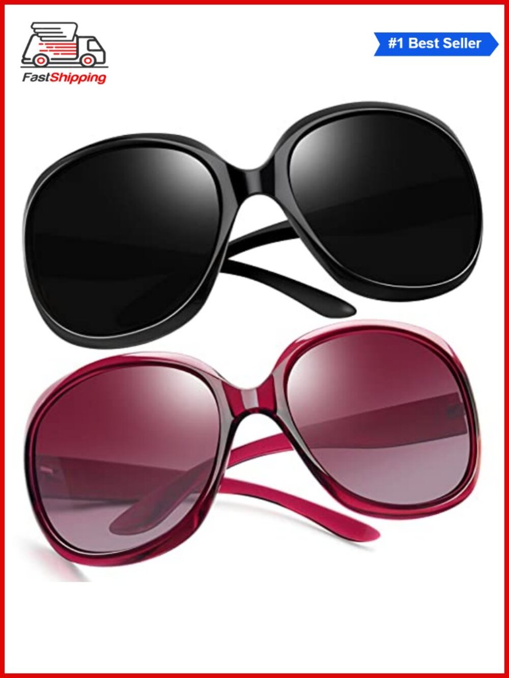 ✨Joopin Oversized Polarized Sunglasses Square Full Frame UV400 Protection